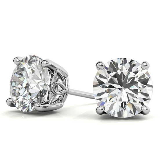 Round Brilliant Moissanite Solitaire Earrings