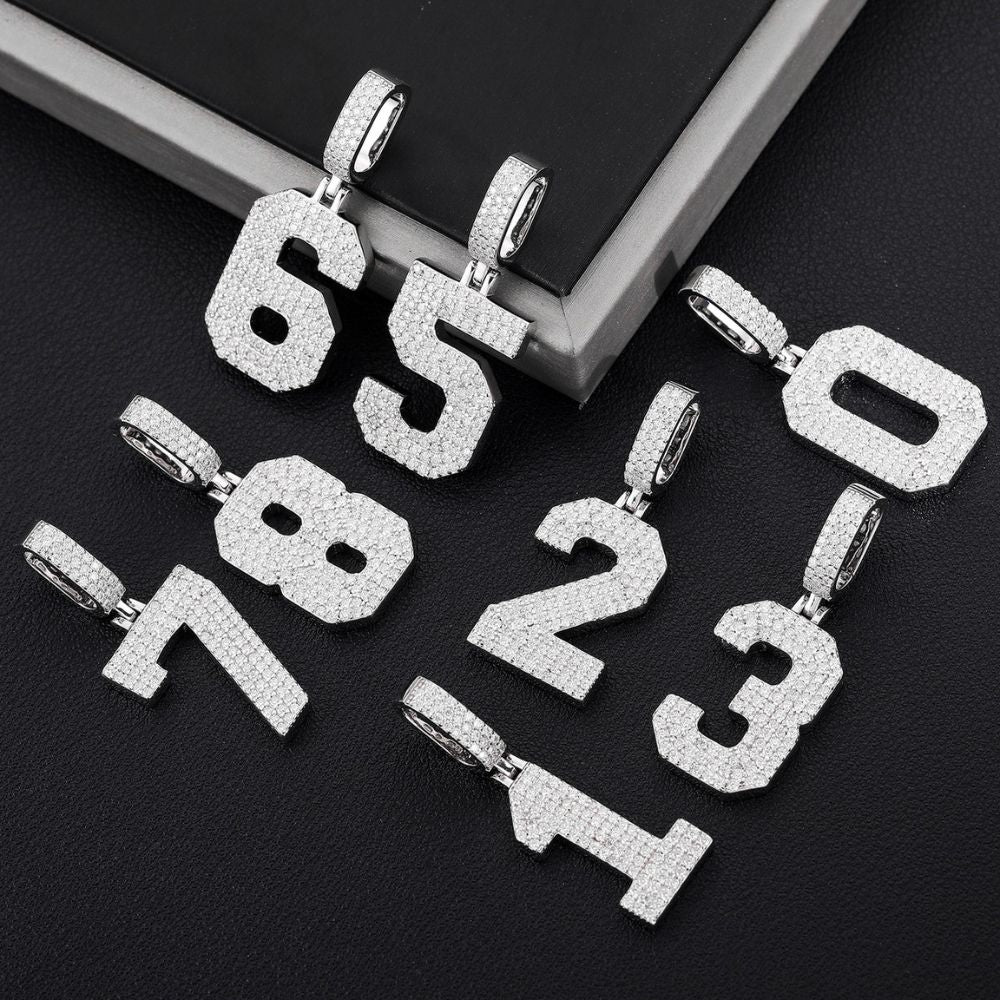Sterling Silver Lucky Custom Number Moissanite Diamond Necklace