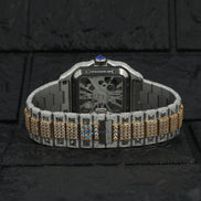 Dual Tone Skeleton Moissanite Watch Gift For Him