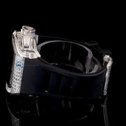 Baguette Cut Moissanite Rubber Strap Wrist Watch