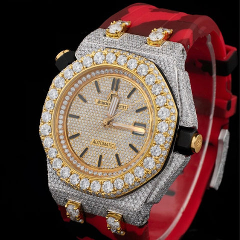 Elegant Stylish Moissanite Rubber Strap Watch