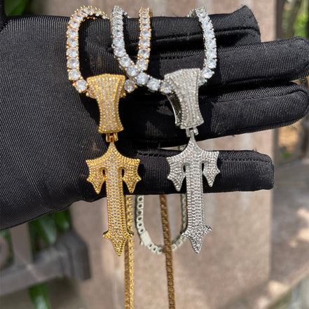 Hip Hop Rock Star Sword Cross VVS Moissanite Hip Hop Pendant