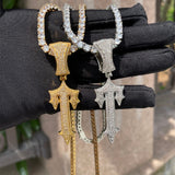 Hip Hop Rock Star Sword Cross VVS Moissanite Hip Hop Pendant