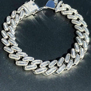 Moissanite Baguette Diamond Cuban Link Bracelet