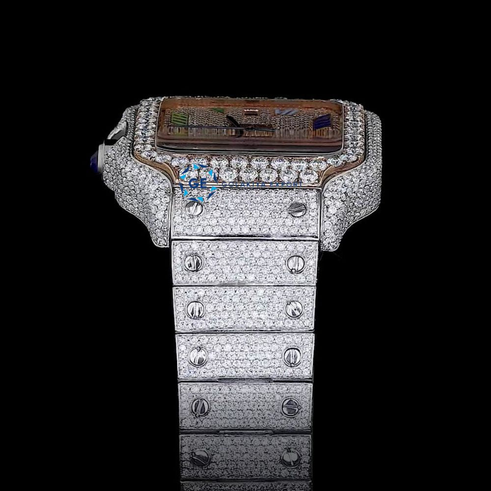 Rainbow Numeric Full Iced Out Luxury Rapper Style Watch For Men's