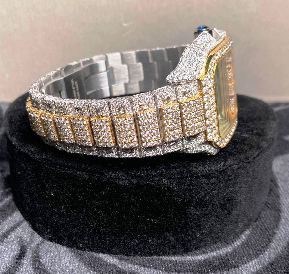 Elegant Look Arabian Style Fully Moissanite Hip Hop Watch