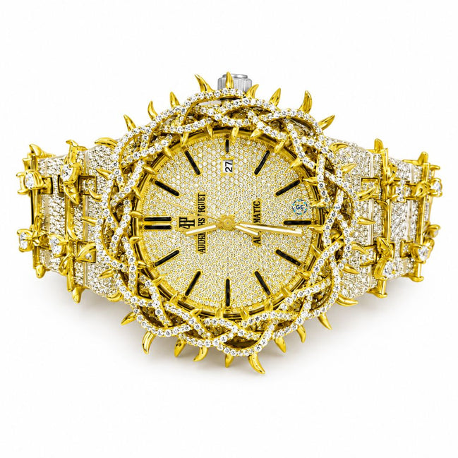 Moissanite Vintage Leaf Style Hip Hop Men's Watch Unique Luxury Watch
