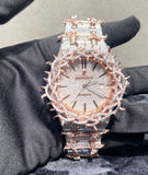 Dual Tone Leafe Style Moissanite Diamond Unique Style Men's Watch