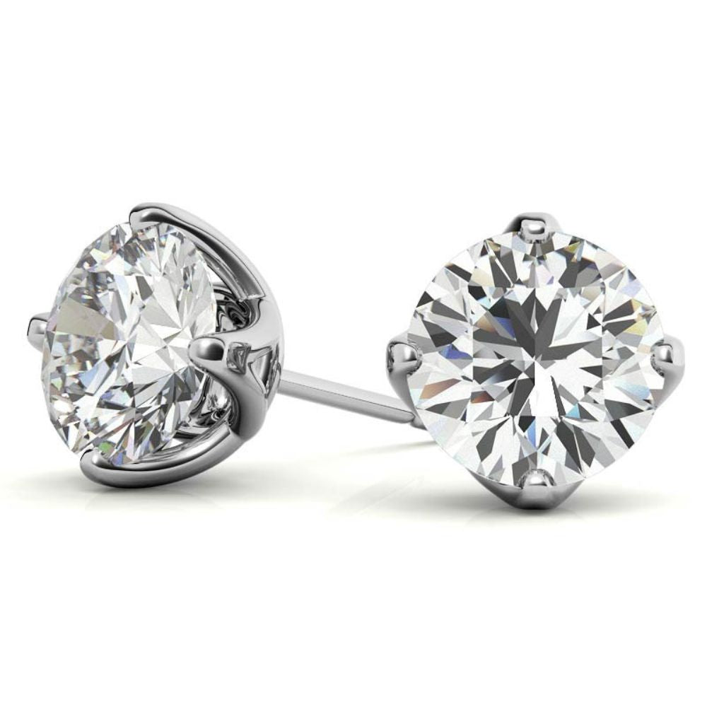 Four Prong Round Cut Moissanite Earrings