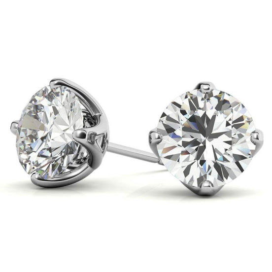 Four Prong Round Cut Moissanite Earrings