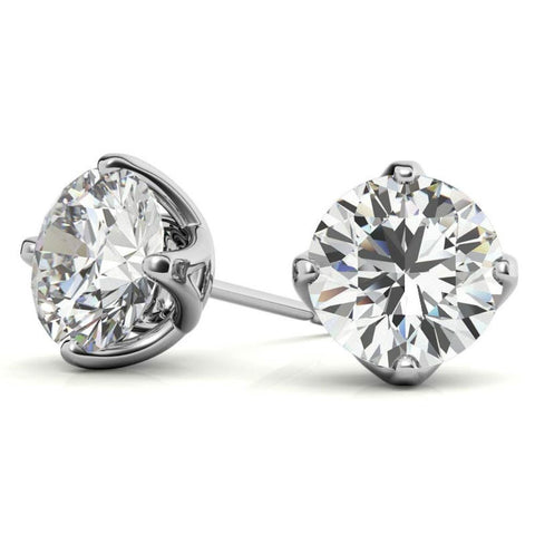 Four Prong Round Cut Moissanite Earrings