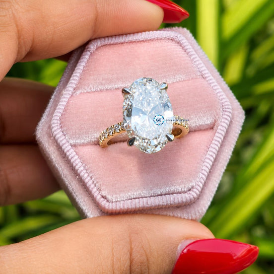 3 Carat Lab Grown Oval Cut Hidden Halo Engagement Ring