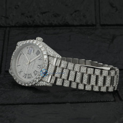 Day Date Iced Out Moissanite Full White Luxury Watch