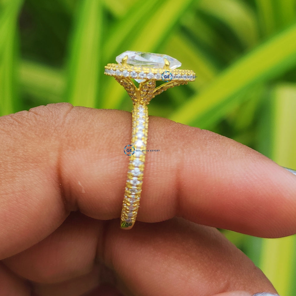 Pear Cut Lab Grown Diamond Micro Pave Wedding Ring