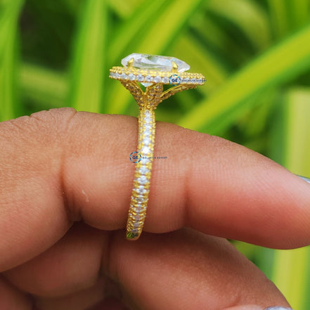 Pear Cut Lab Grown Diamond Micro Pave Wedding Ring