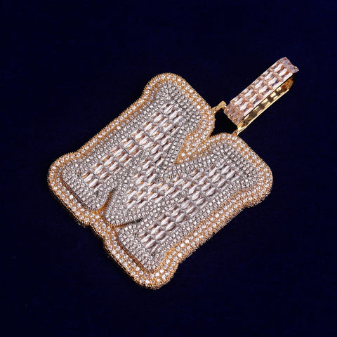 Iced Single Initial Letters A-Z Baguette Hip Hop Necklace For Women