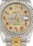 D Color Moissanite Dual Tone Red Color Arabic Dial Watch