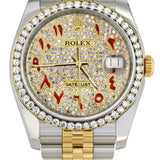 D Color Moissanite Dual Tone Red Color Arabic Dial Watch