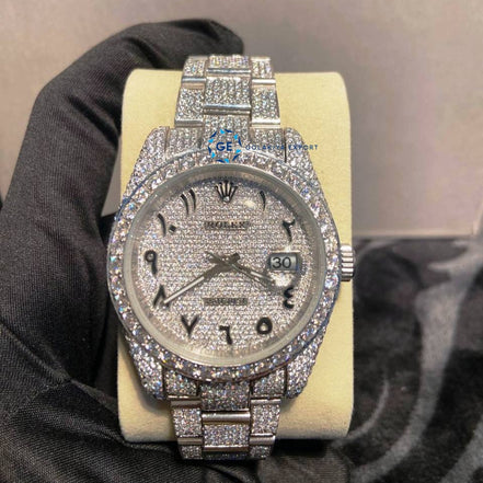 VVS1 Moissanite Iced Out Arabic Dial Watch Gift For Him