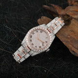 Round & Baguette Dual Tone Moissanite Wrist Watch