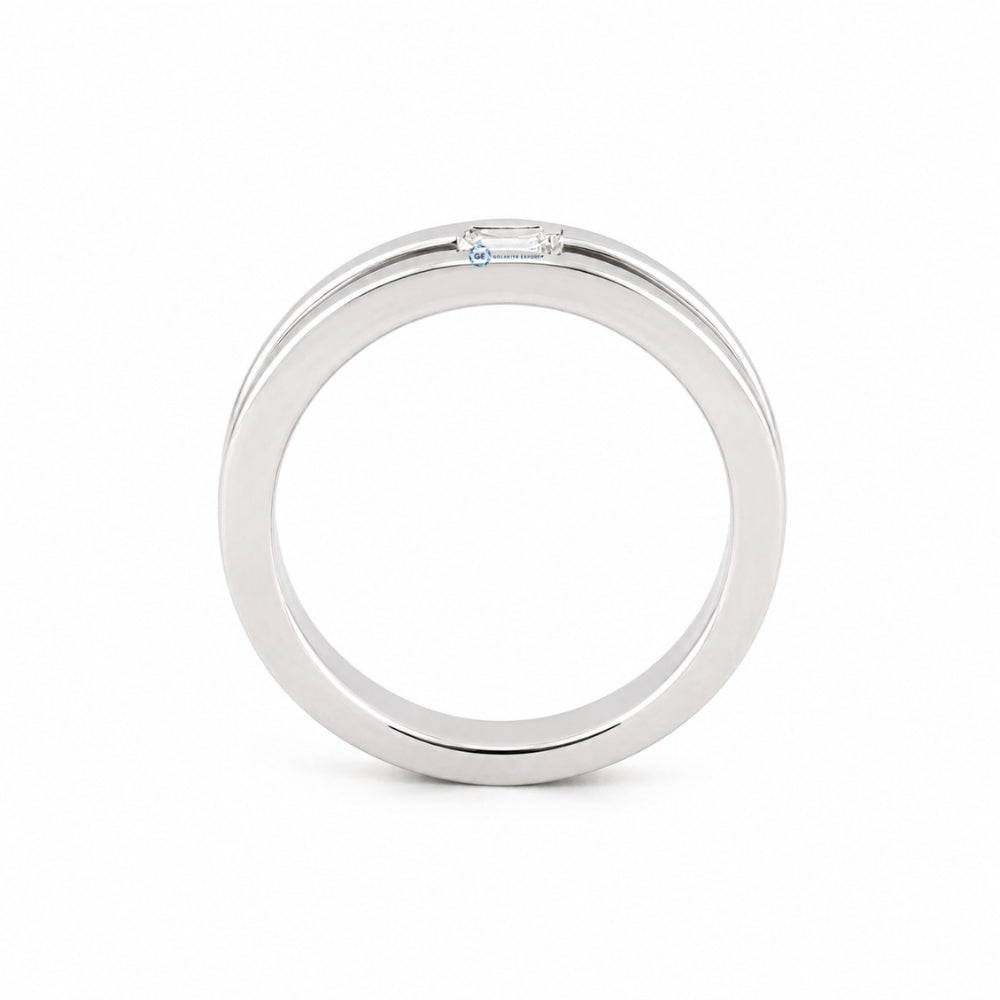 Emerald Cut Moissanite Bezel Set Solitaire Men's Ring