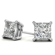 Princess Cut Moissanite Push Back Solitaire Earrings