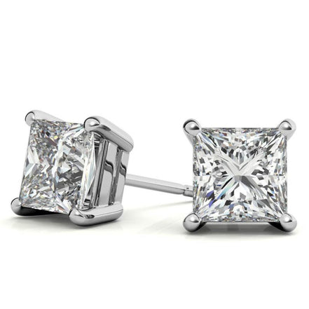 Princess Cut Moissanite Push Back Solitaire Earrings