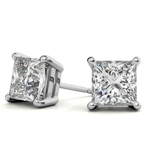 Princess Cut Moissanite Push Back Solitaire Earrings