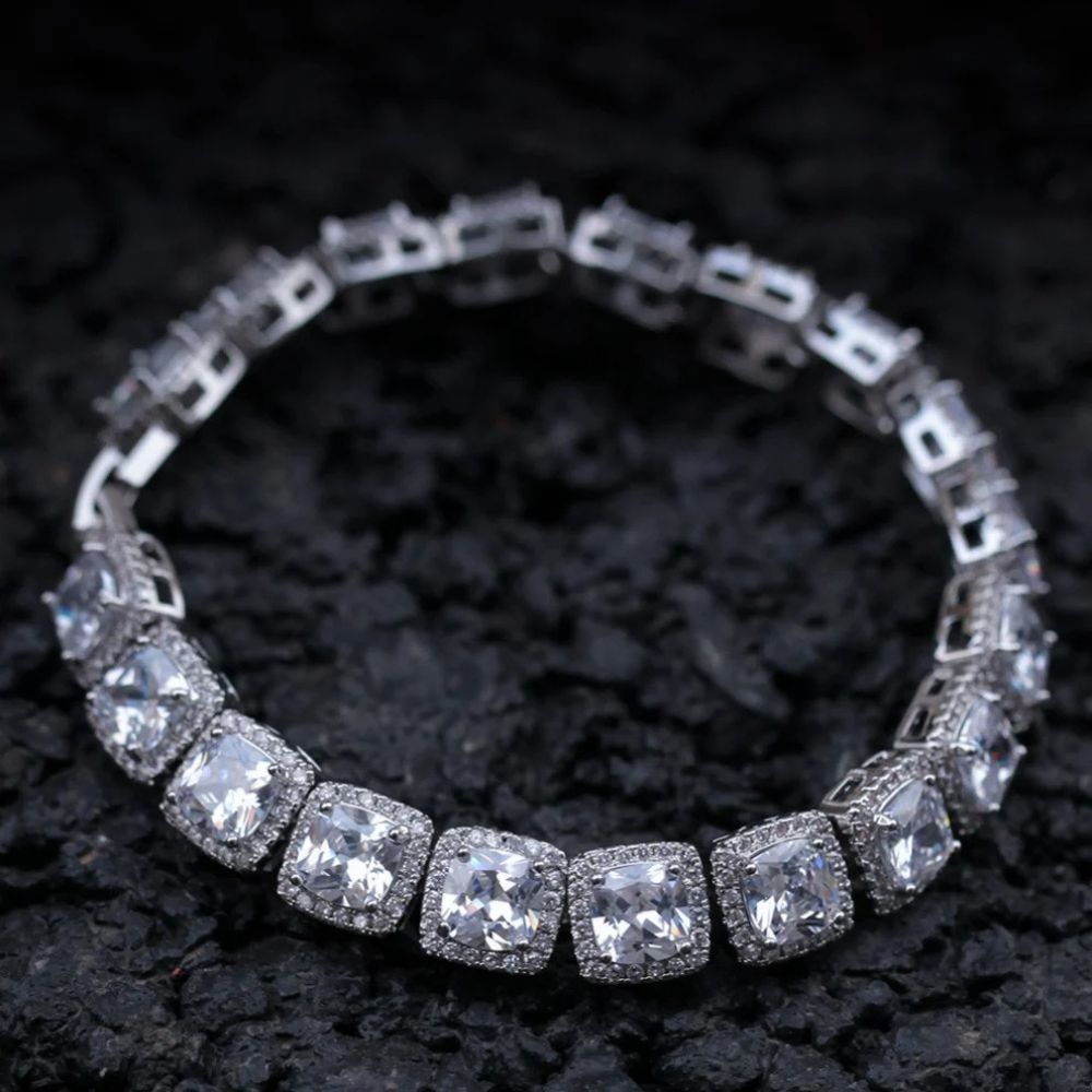 925 Sterling Silver Glacier Clustered Tennis Bracelet