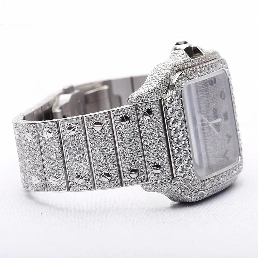 Arabic Dial Moissanite Automatic Full White Wrist Watch