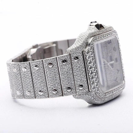Arabic Dial Moissanite Automatic Full White Wrist Watch