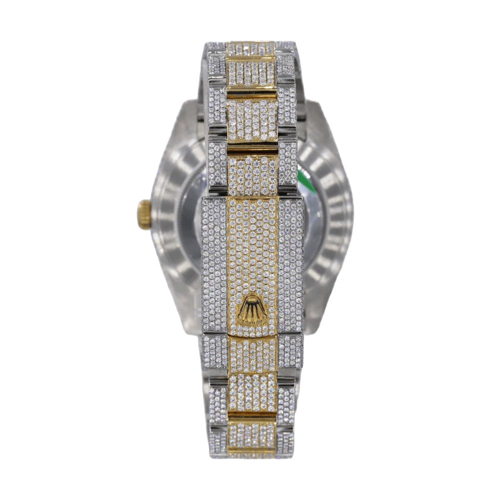Bust Down Dual Tone Moissanite Men's Watch
