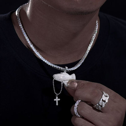 Hands Praying Cross Pendant Iced Out Moissanite Pendant