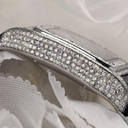 Black Lather Belt Moissanite Fancy Wrist Watch For Men's