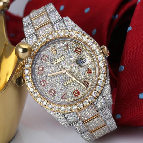 Moissanite Diamond Automatic Date Just Wrist Watch