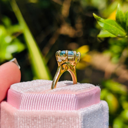 3CT Hexagon Lab Grown Green Diamond Ring For Women
