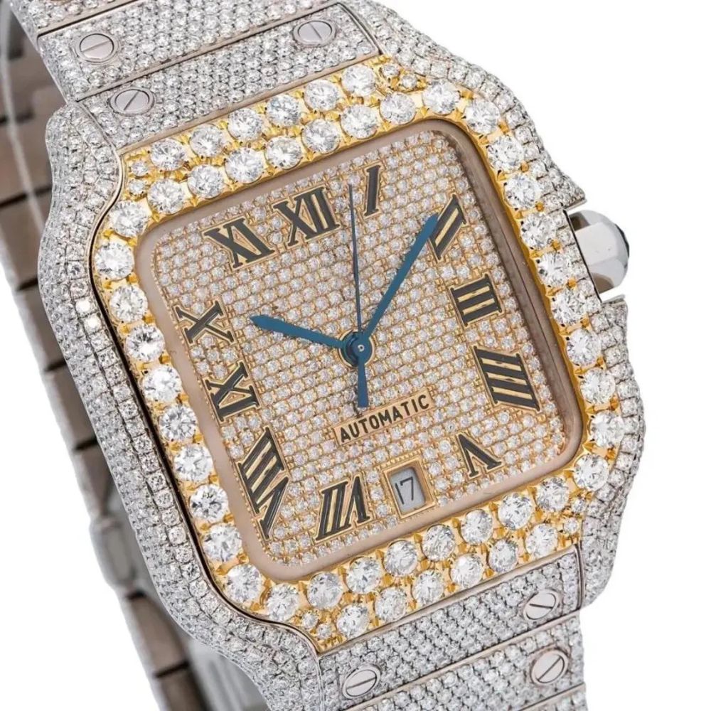 Colorless Moissanite Roman Dial Hip Hop Watch