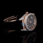 Date Just Black Rubber Belt Moissanite Diamond Wrist Watch