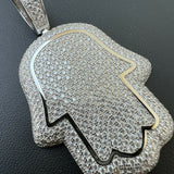 925 Sterling Silver Hamsa Hand Moissanite Pendant