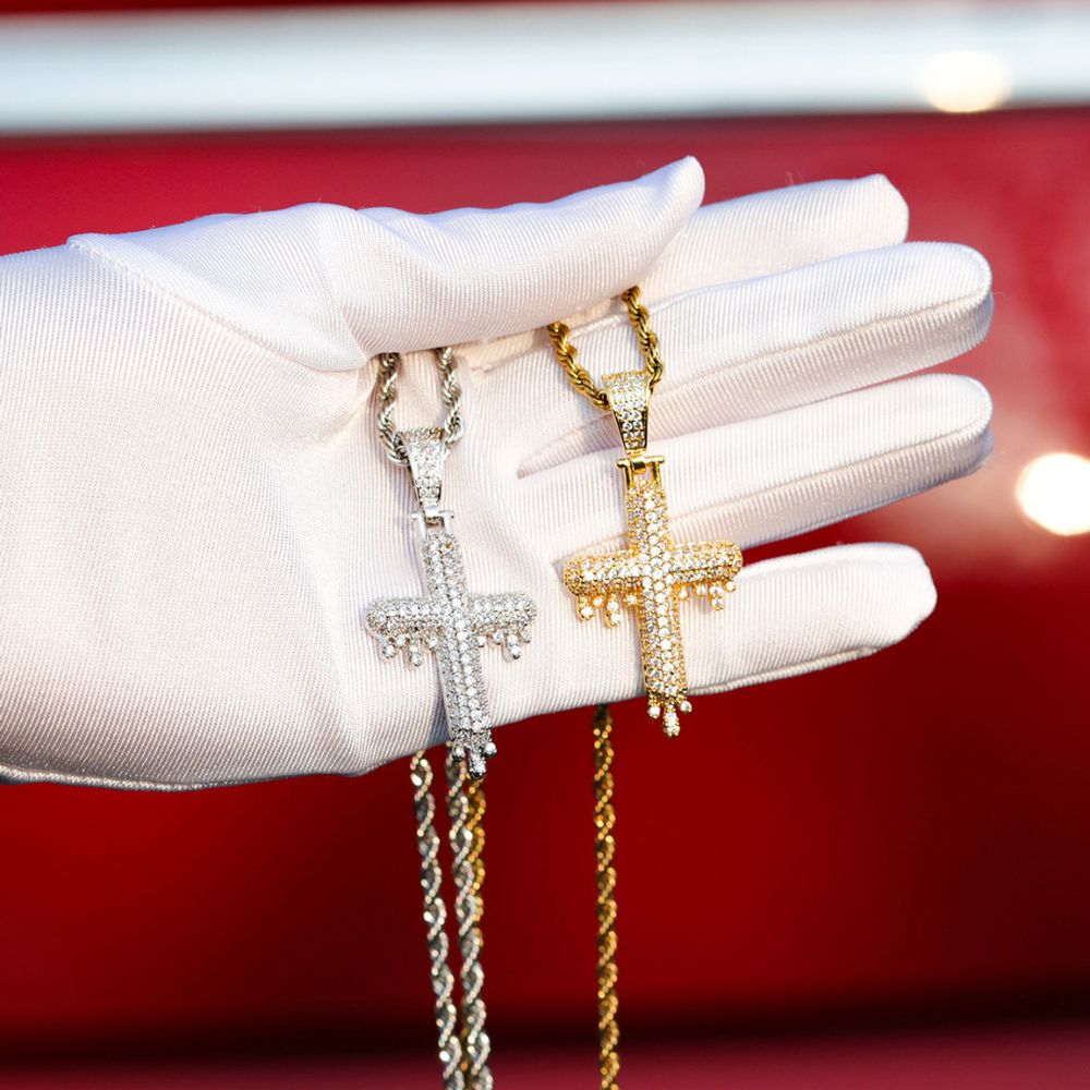 Hip Hop Drippy Cross Moissanite Diamond Pendants