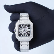 Skeleton Full White Moissanite Watch for Men's