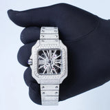 Skeleton Full White Moissanite Watch for Men's