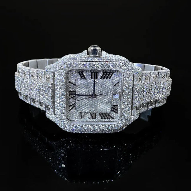 Iced Out Handmade Full White Moissanite Watch