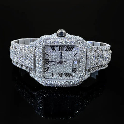 Iced Out Handmade Full White Moissanite Watch