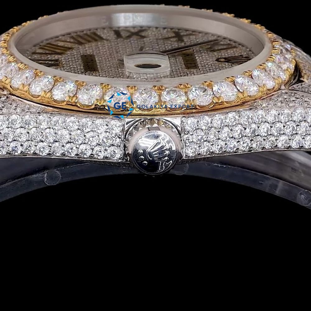 Classic Date Just Iced Out Dual Tone Luxury Watch