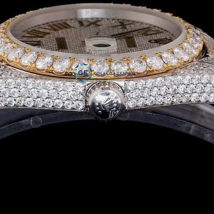 Classic Date Just Iced Out Dual Tone Luxury Watch