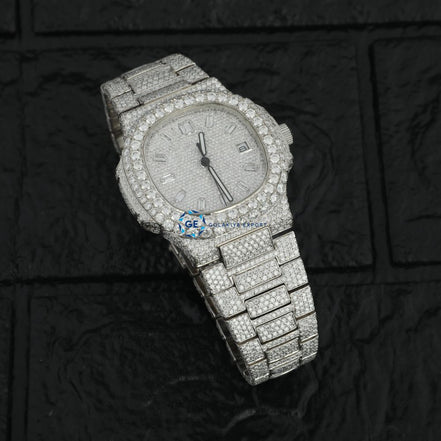 Iced Out Baguette Dial Moissanite Hip Hop Watch For Men's