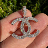 Double C Fashionista Iced Out Moissanite Diamond Pendant