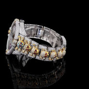 Dual Tone Bust Down Moissanite Luxury Skull Hip Hop Watch