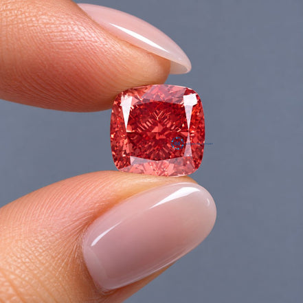 Deep Pink Cushion Cut Lab Grown Diamond, Loose Fancy Color Diamond